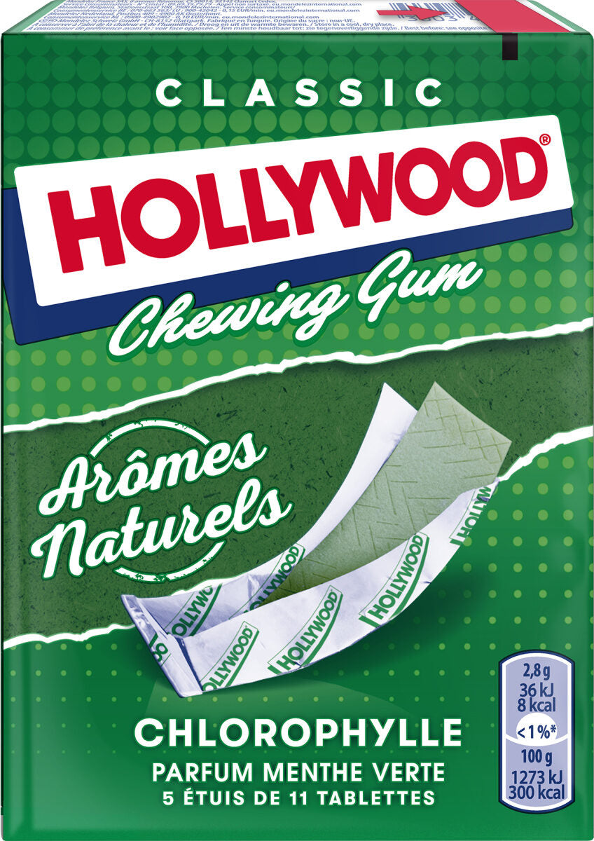 Chewing-gum à la chlorophylle parfum menthe verte HOLLYWOOD