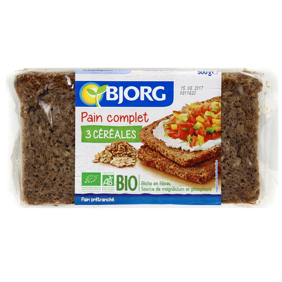 BJORG Pain Complet 3 Céréales 500 g