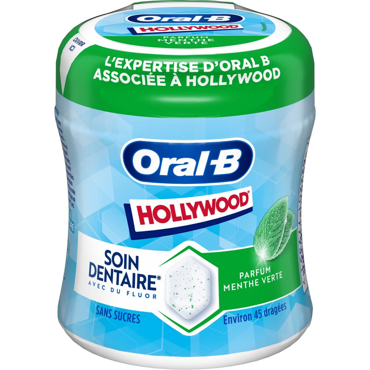 Chewing-gum à la menthe verte Oral-B  soins dentaires HOLLYWOOD 76g