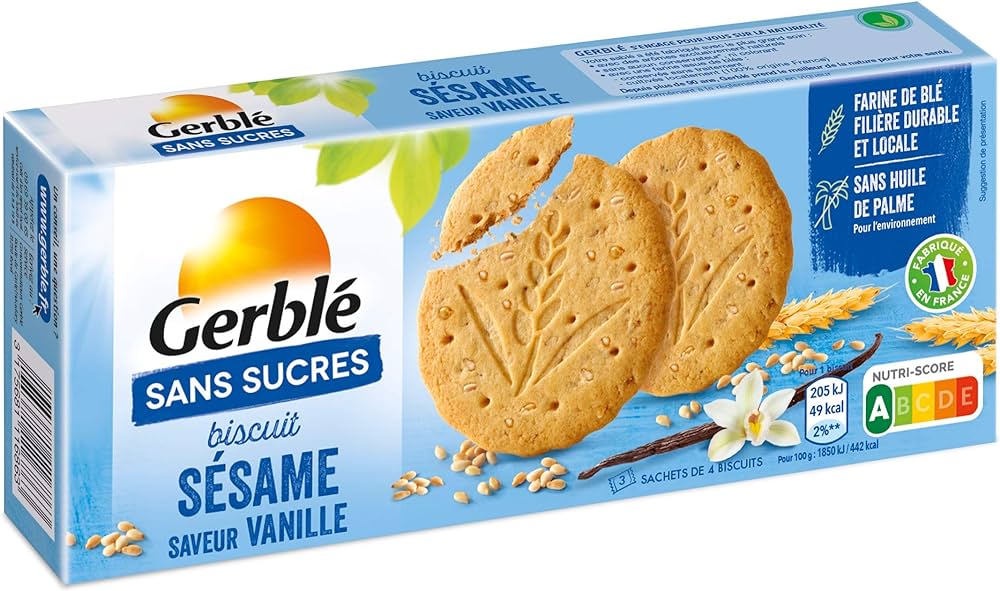 GERBLE SABLES SESAME VANILLE SANS SUCRE 132G