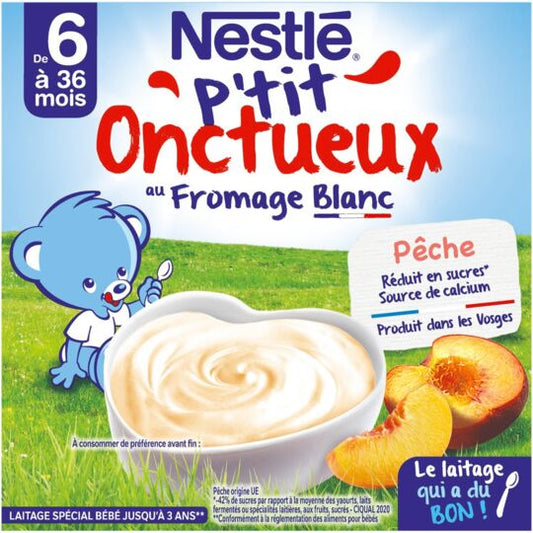 Desserts bébé 6+ mois pêche NESTLE P'TIT ONCTUEUX