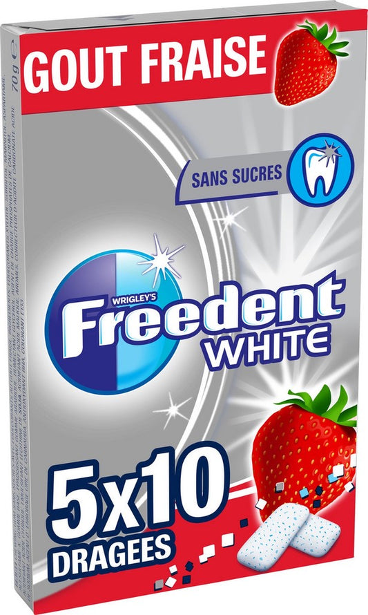 Chewing-gum sans sucres goût Fraise FREEDENT WHITE T5