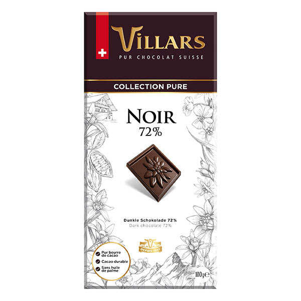 VILLARS Tablette de chocolat noir 72 % 100g