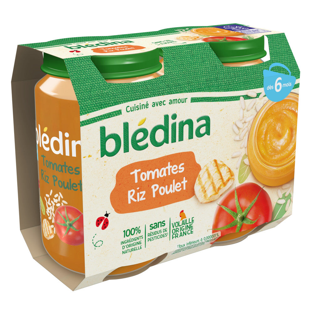 BLEDINA POTS SALES Tomates Riz Poulet 2x200g Dès 6 Mois