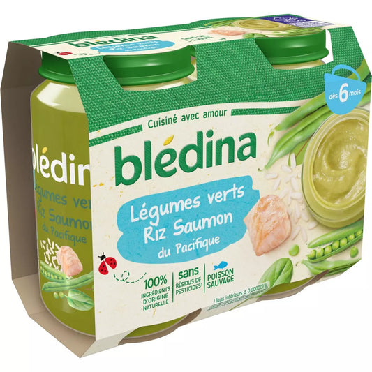 BLEDINA Pot Légumes Verts Saumon 2 x 200 g