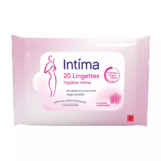 INTIMA Lingettes hygiène intime fraîcheur longue durée à l'extrait d'hamamélis