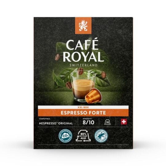 Café capsules Compatibles Nespresso Espresso Forte CAFE ROYAL 36 CAPSULES - épicerie les 3 gourmets Cafés, thés et boissons chaudes