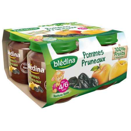 BLEDINA Petit pot dessert pommes pruneaux dès 4/6 mois 4x130g