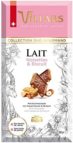 VILLARS - Tablette Lait Noisettes Et Biscuit 180G