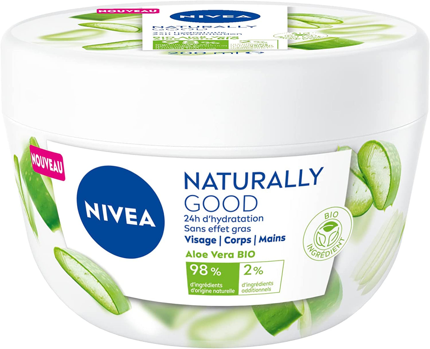 NIVEA NATURALLY GOOD Crème hydratante VISAGE - MAINS- CORPS 200 ML - épicerie les 3 gourmets cremes-et-soins