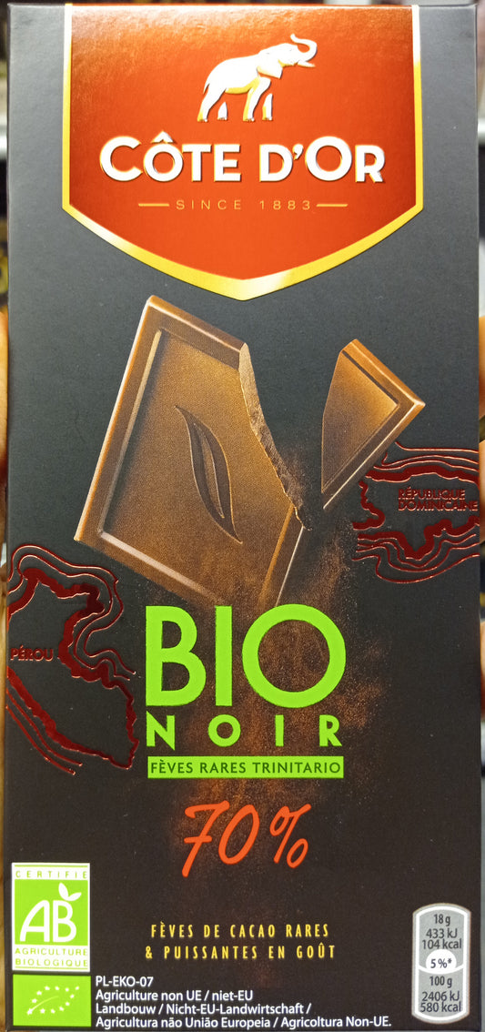 COTE DOR NOIR 70% BIO 90 G