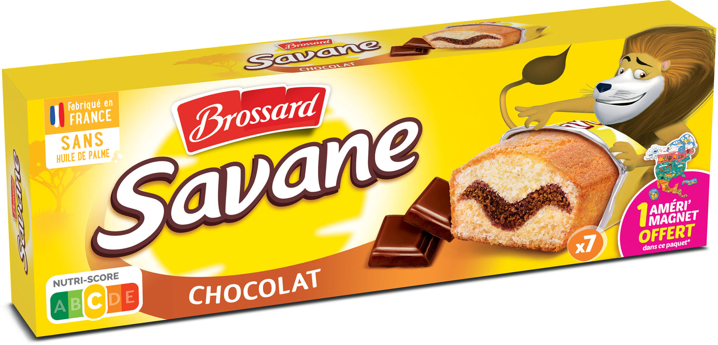 BROSSARD Savane Bro gâteaux fourrés chocolat sachets individuels 7 gâteaux 210g