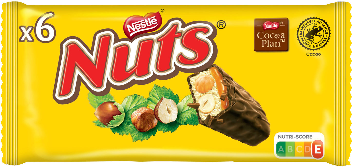 NESTLÉ  NUTS NOISETTE 6 BARRES 252G