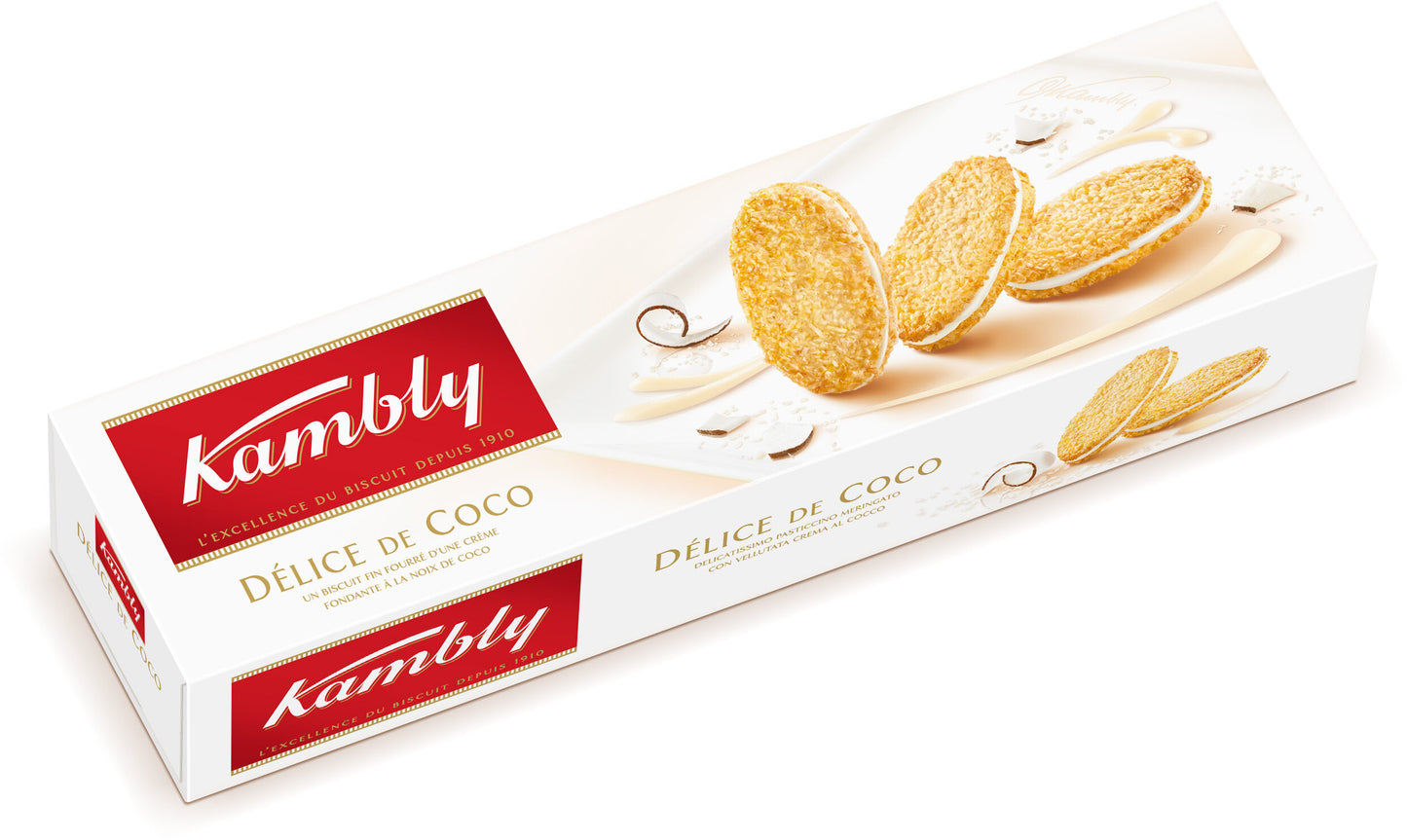 KAMBLY Délice de coco biscuits fourrés à la crème de noix de coco 80 g