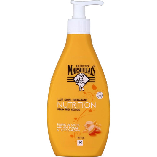 PETIT MARSEILLAIS FL.LAIT CORPS  BEURE DE KARITÉ, AMANDE DOUCE ET HUILE D'ARGAN 250 ML