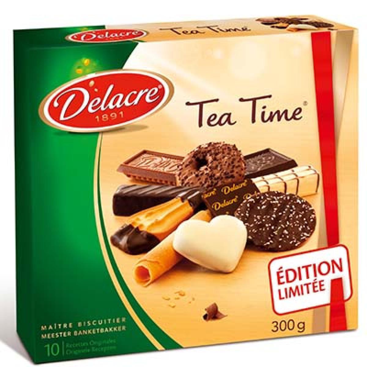 DELACRE BOITE TEA TIME 300 G - épicerie les 3 gourmets biscuits-et-gateaux