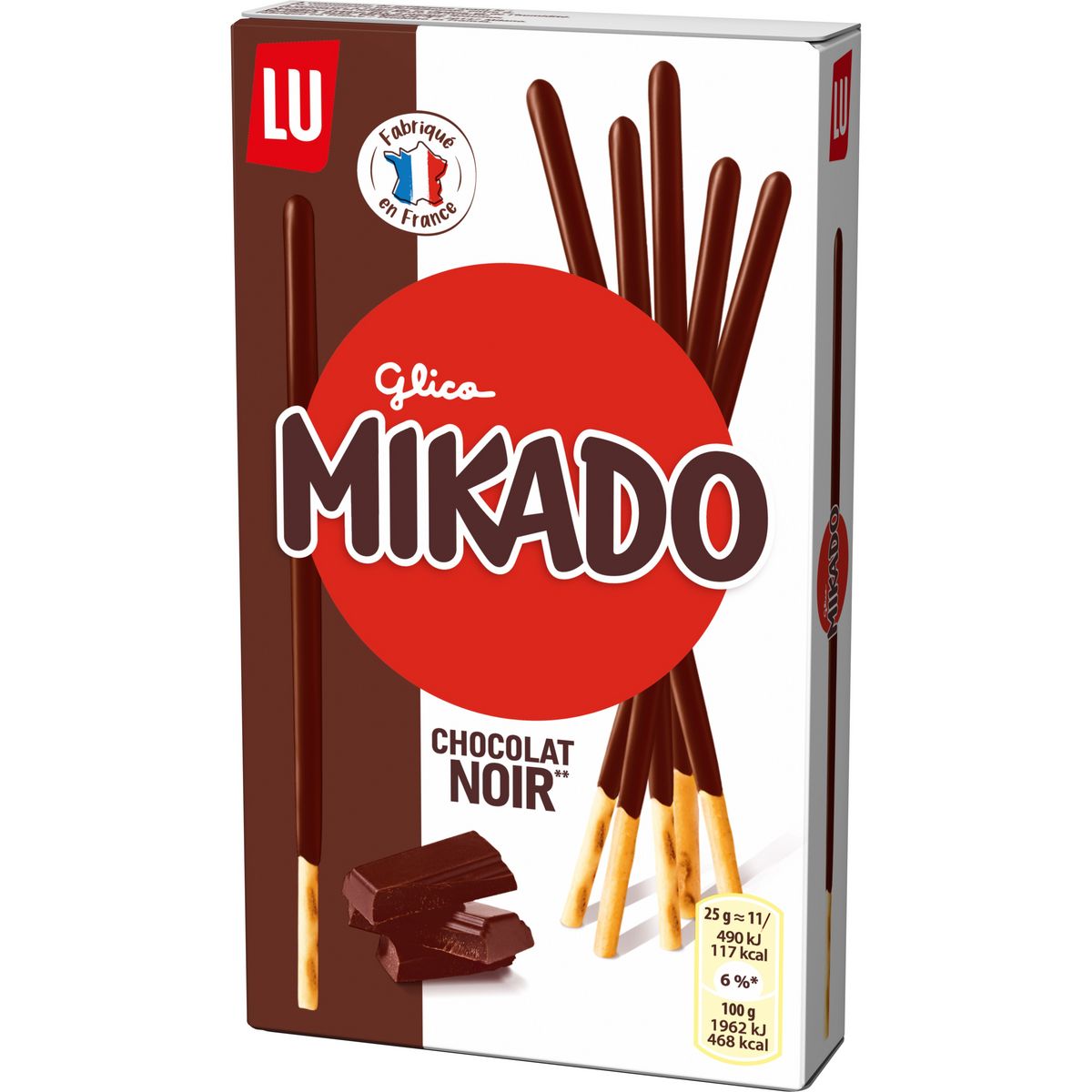 Biscuits nappés au chocolat au lait Mikado LU : La boîte de 300 g