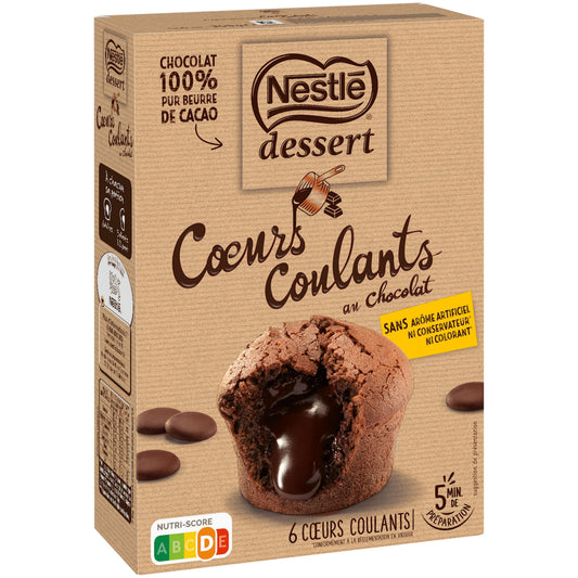 NESTLE Préparation pour cœurs coulants au chocolat 6 coeurs coulants 305g