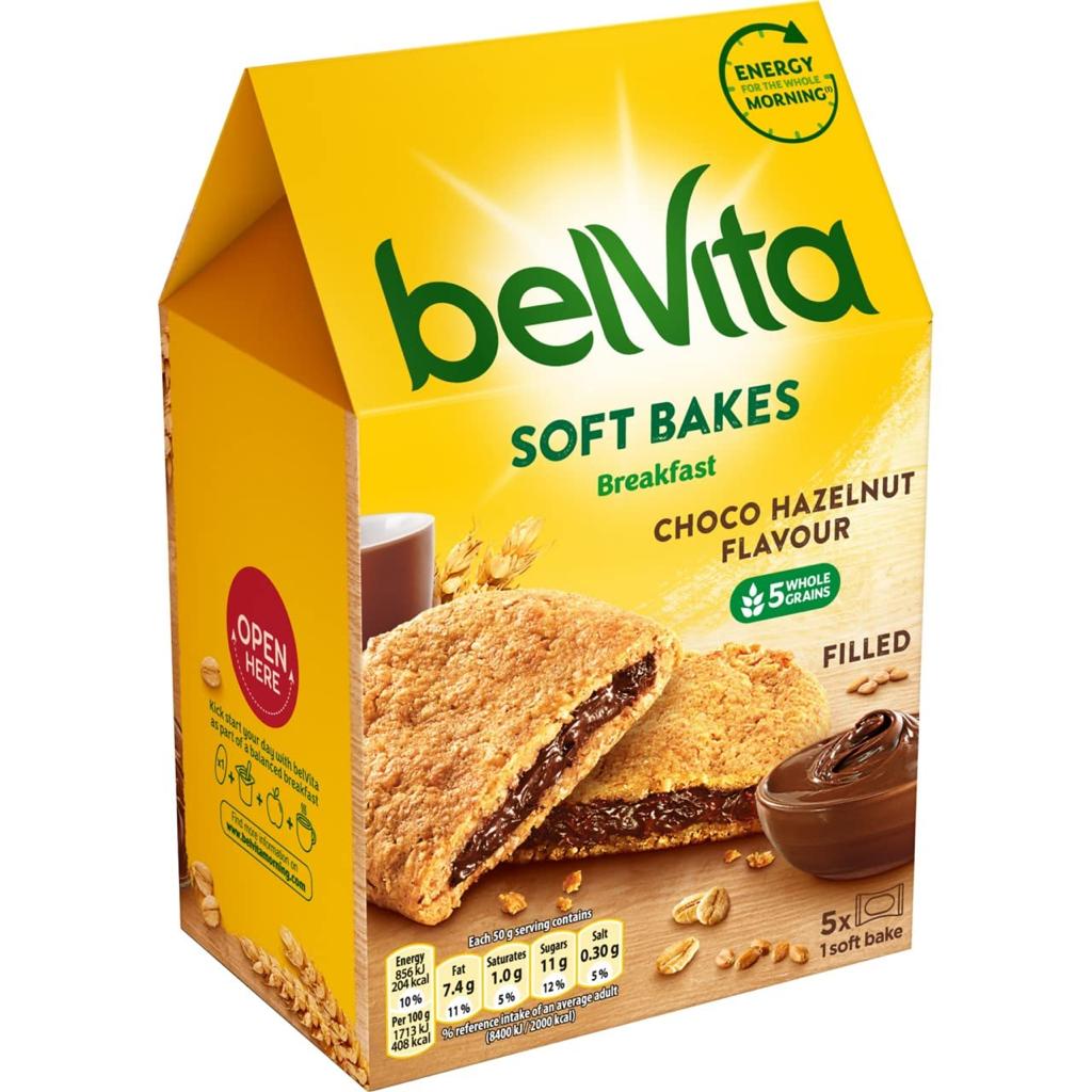 BELVITA Biscuits petit-déjeuner moelleux cœur chocolat noisette,