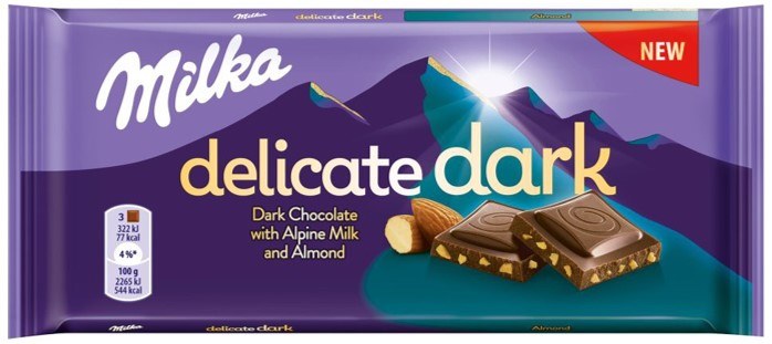 Milka dark délicat (lait d'amande+alpage)