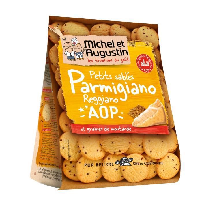 MICHEL ET AUGUSTIN Sablés Apéritif Parmigiano AOP & Graines De Moutarde 100g 