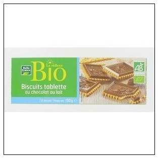 BELLE France BISCUIT BIO TABLETTE CHOCO AU LAIT BIO 150 G - épicerie les 3 gourmets biscuits-et-gateaux