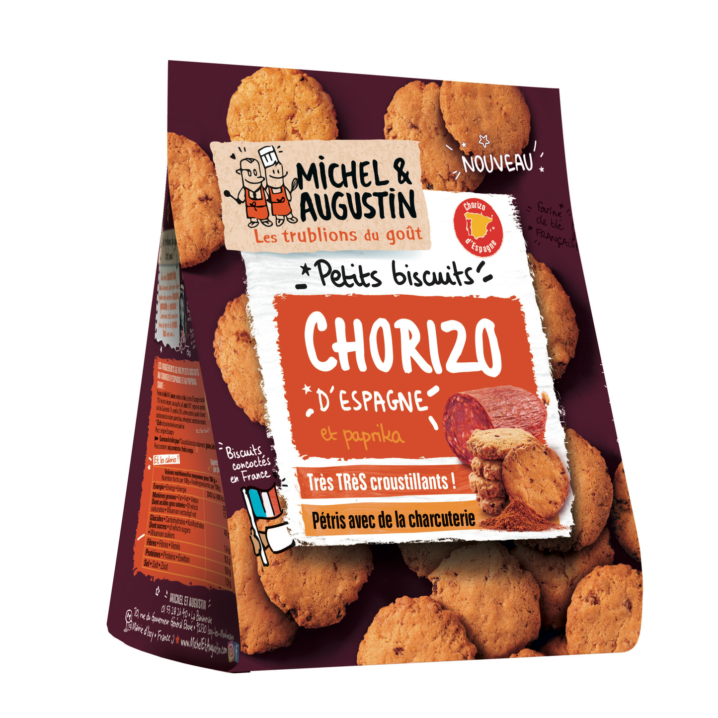 MICHEL ET AUGUSTIN Petits biscuits salés au chorizo d'Espagne et paprika 90g