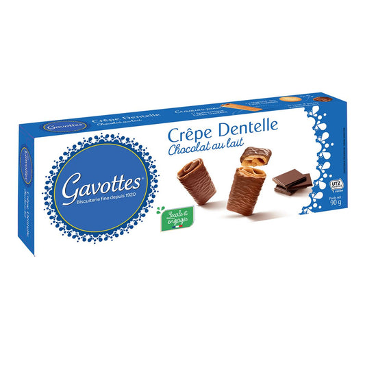 GAVOTTES Biscuits crêpes dentelles enrobées au chocolat au lait 90g