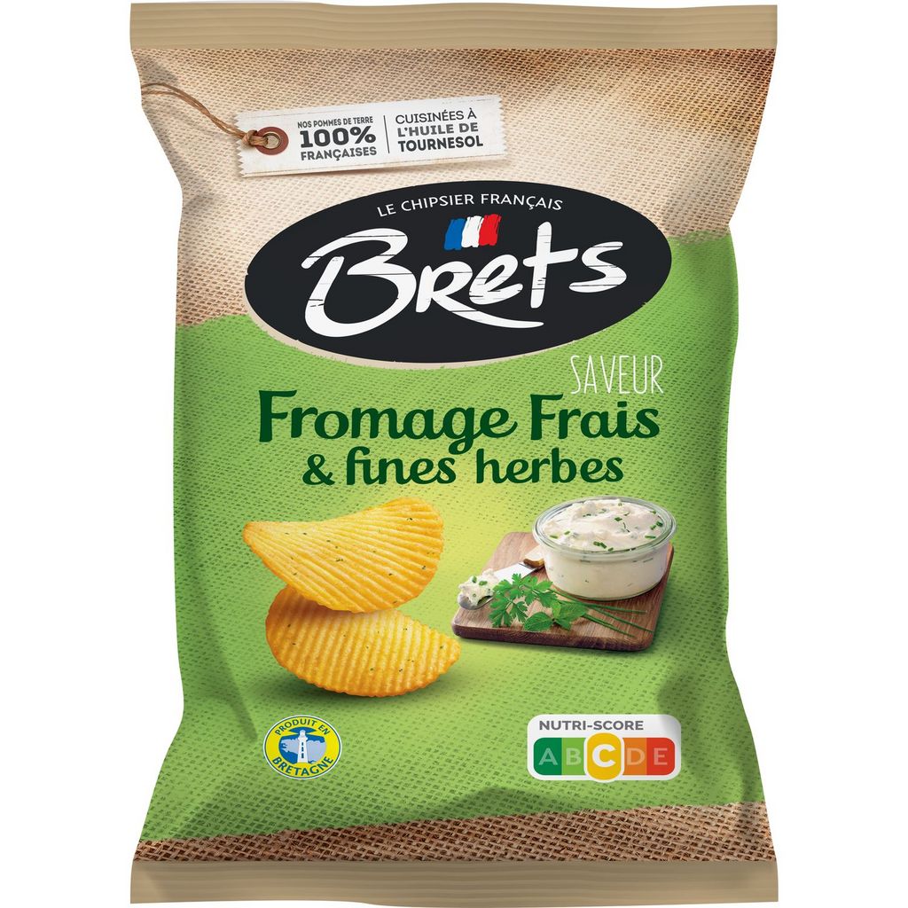 Chips ondulées saveur fromage frais et fines herbes 125g - épicerie les 3 gourmets chips-et-aperitifs