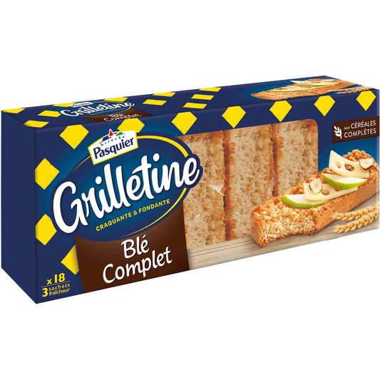 PASQUIER Grilletine tartines grillées au blé complet 18 tartines 242g