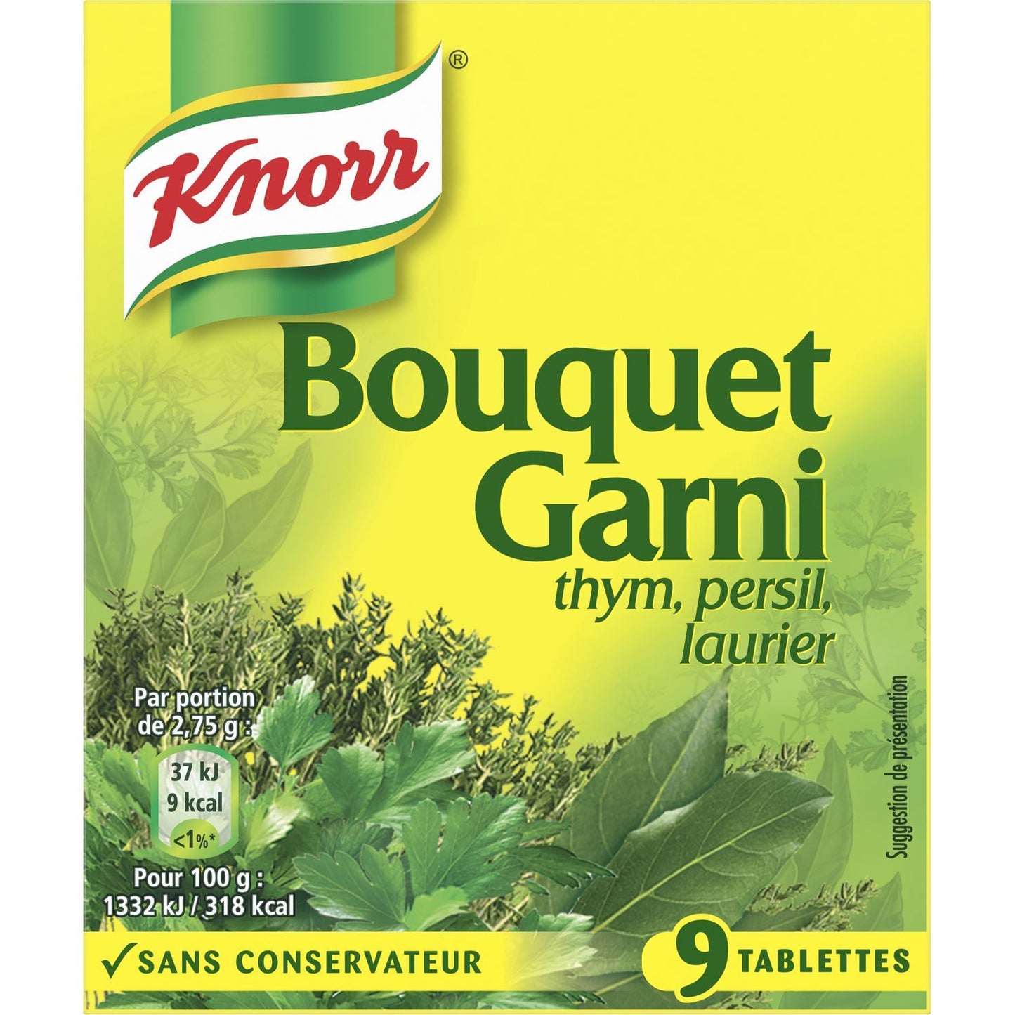 KNORR Bouquet garni thym, persil et laurier sans conservateur 9 tablettes 99g