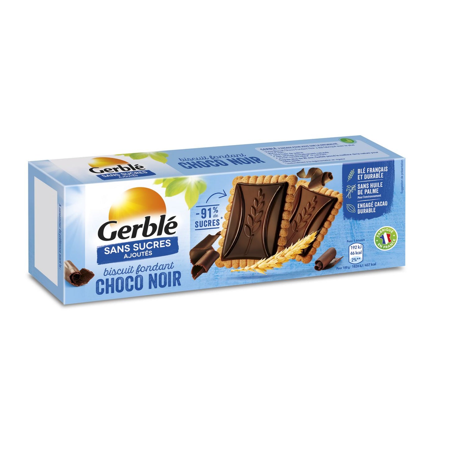 GERBLE Biscuits fondant choco noir sans sucres ajoutés 126g - épicerie les 3 gourmets biscuits