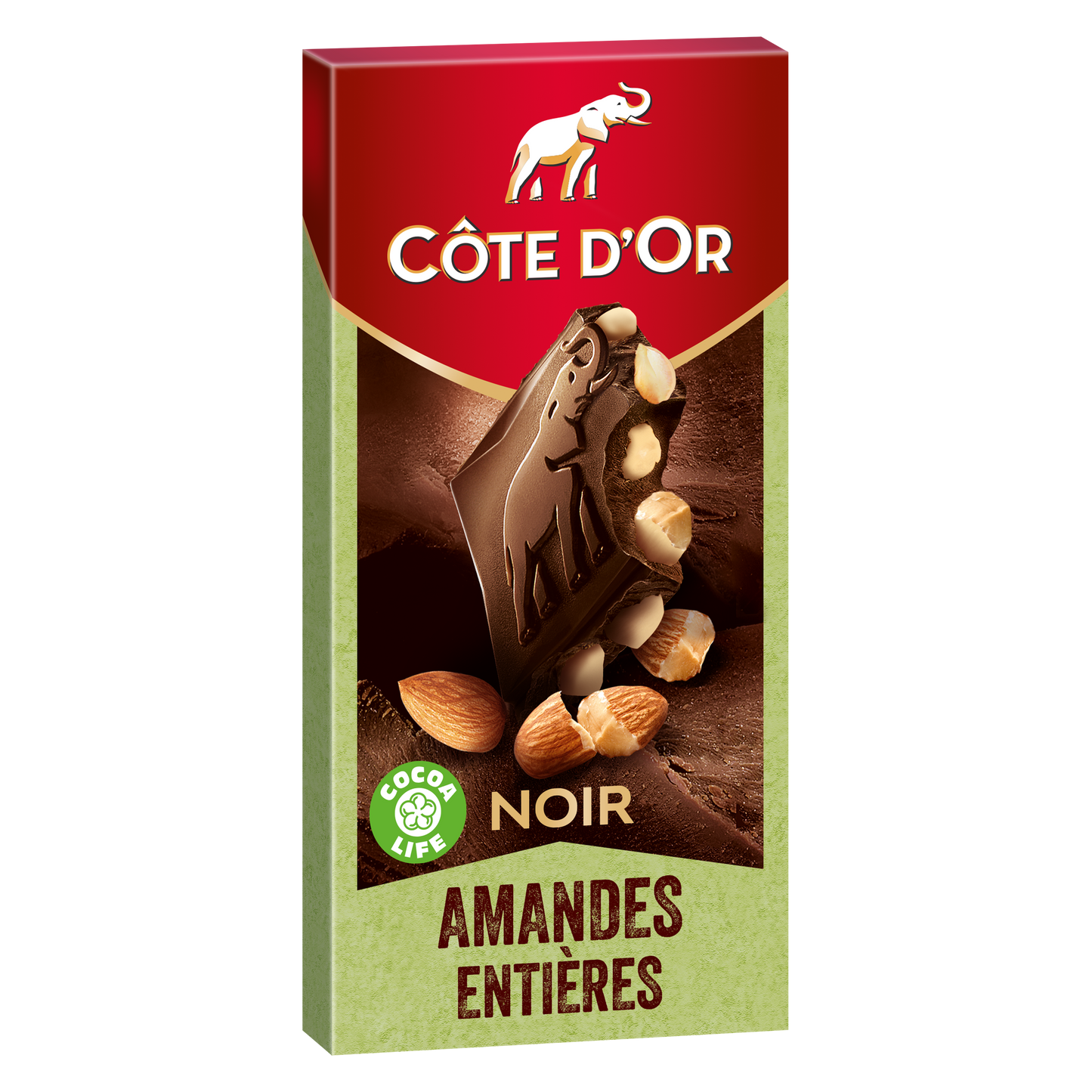 COTE D'OR Tablette de chocolat noir et amandes entières  180g