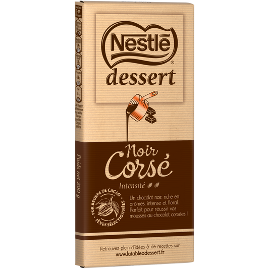 NESTLE DESSERT Tablette de chocolat noir pâtissier corsé 200G