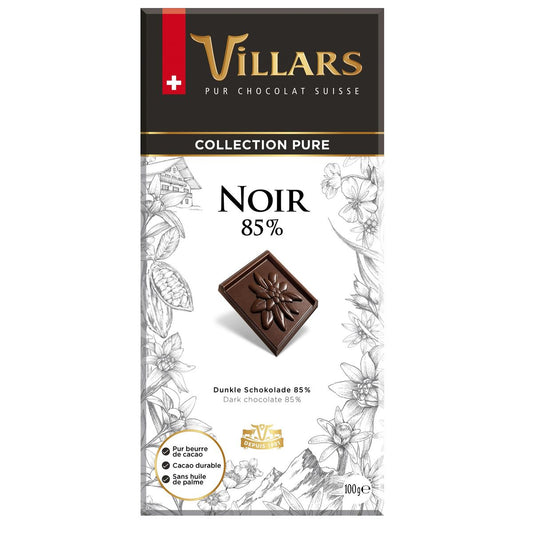 VILLARS Tablette de chocolat noir 85%   100g