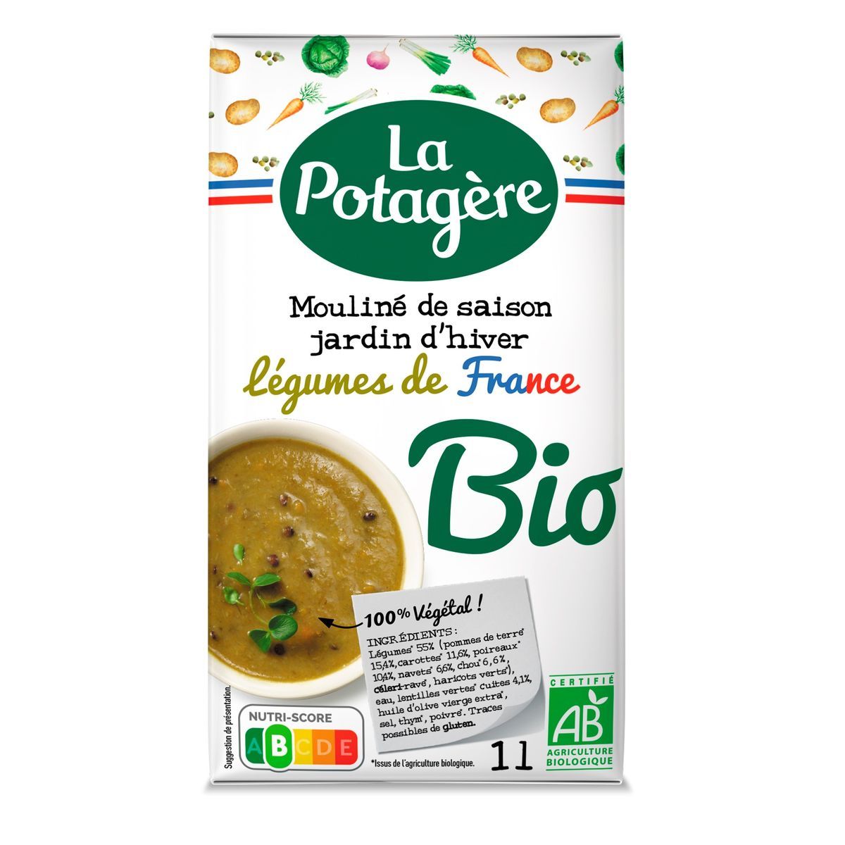 LA POTAGERE Mouliné de saison bio jardin d'hiver légumes de France 1l