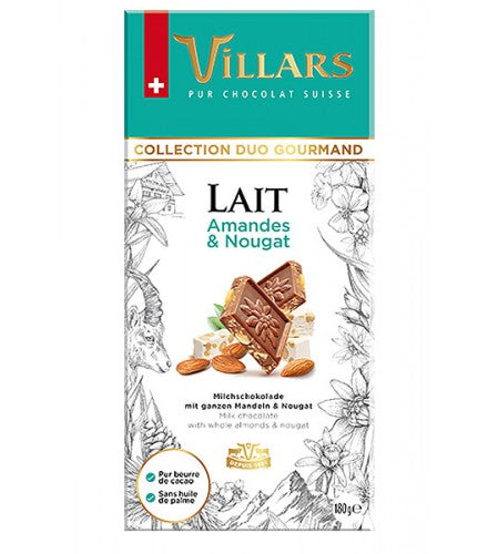 VILLARS- TABLETTE LAIT AUX AMANDES ET NOUGAT 180G